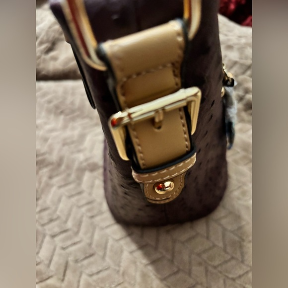 Giani Bernini Dark Purple Ostrich Embossed Hobo Handbag - Picture 10 of 11